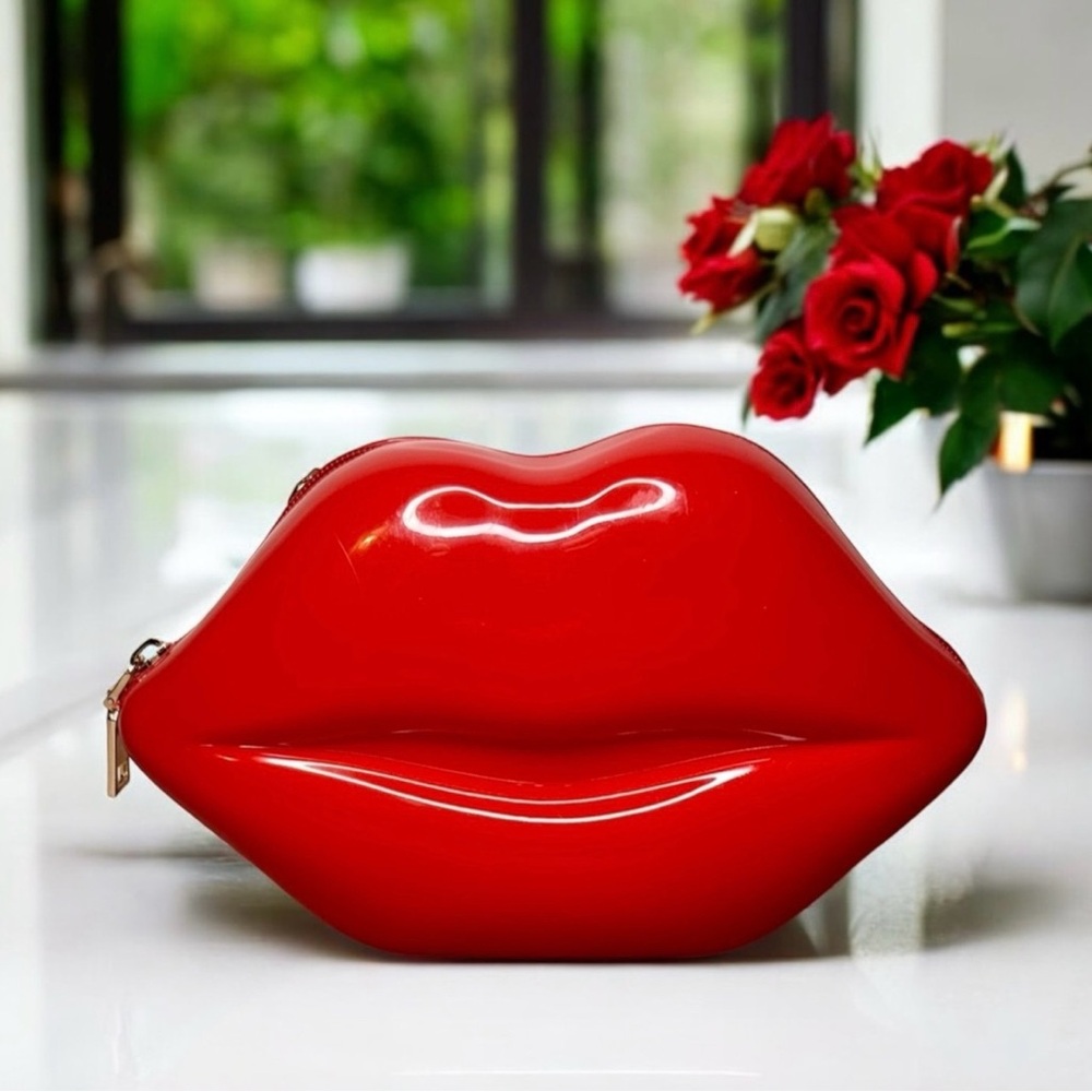 Olivia Miller Makeup Case Cherry Red Jelly Lips Gold Chain Valentines Day Gift